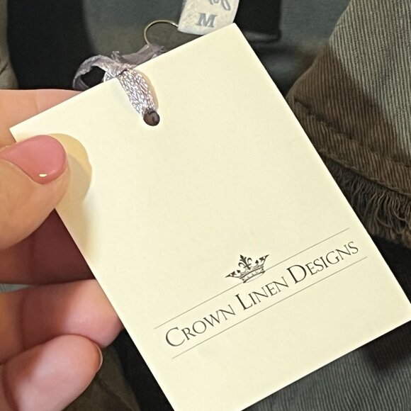 Crown Linen Designs Women Shirt Medium Size Green Oversized 100% Cotton Top New - Picture 7 of 11